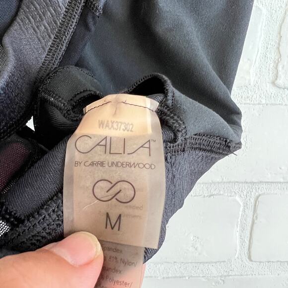 CALIA Black Sports Bra Embossed Texture with Mesh Back- sz M - Picture 3 of 4